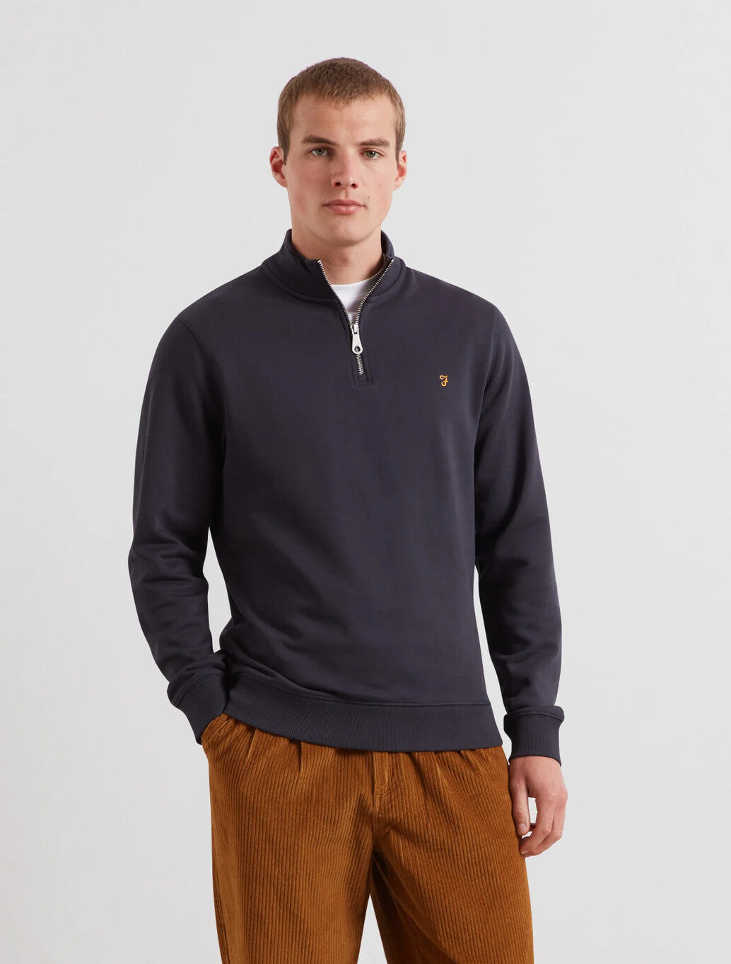 Farah Arnold Quarter Zip Sweatshirt in Navy