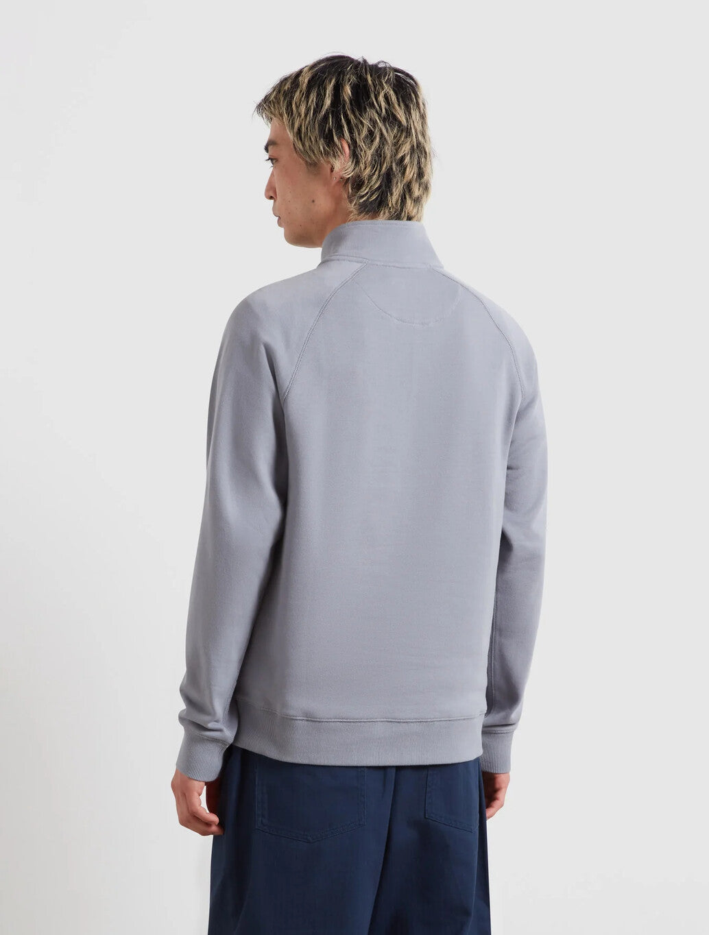 Farah Arnold Quarter Zip Sweatshirt in Pale Blue