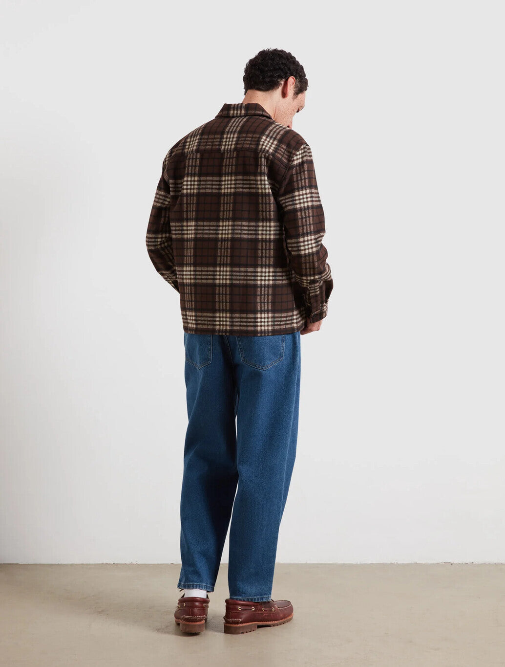 Farah Asher Zipped Check Overshirt in Dark Brown