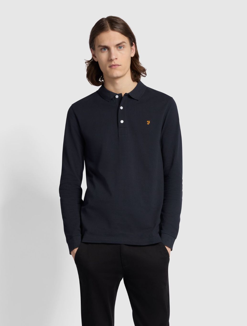Farah - Blanes Long Sleeve Polo Shirt - Navy