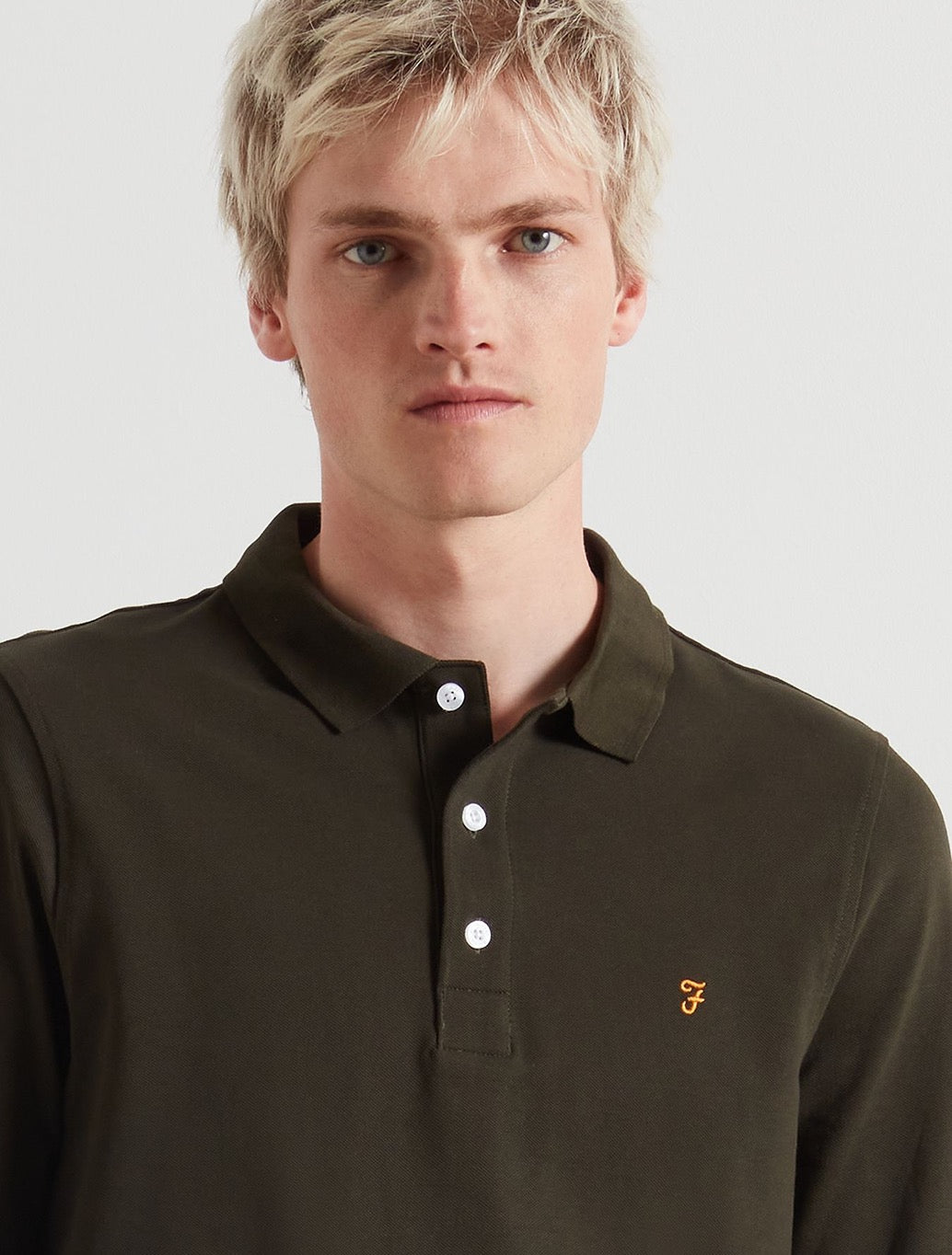 Farah - Blanes Organic Cotton Long Sleeve Polo Shirt - Dark Green