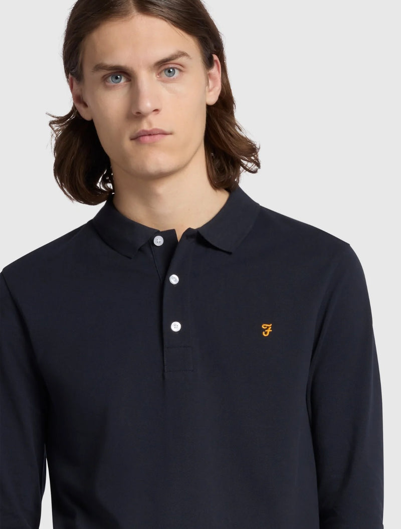 Farah - Blanes Long Sleeve Polo Shirt - Navy