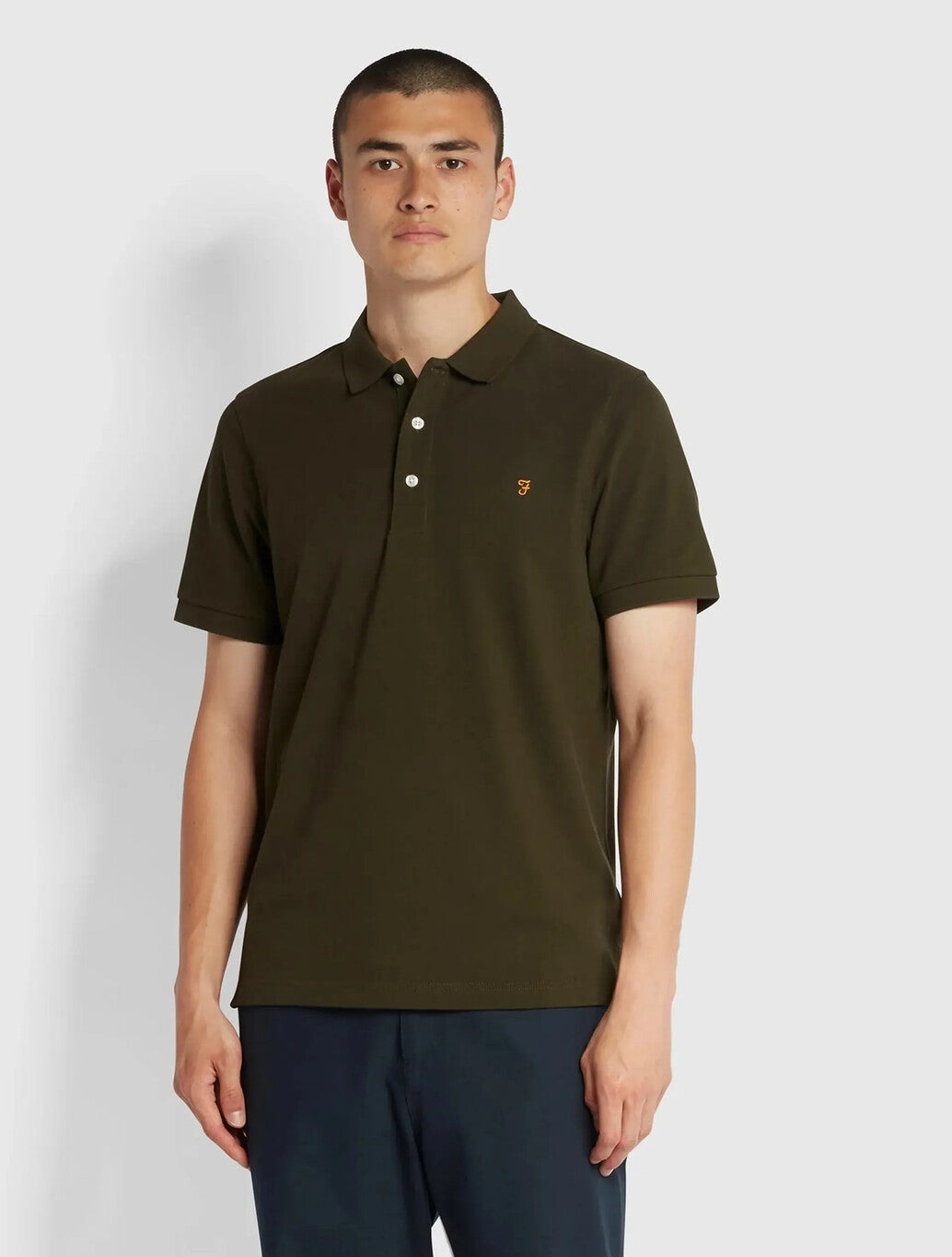 Farah Blanes Slim Fit Organic Cotton Polo Shirt in Evergreen