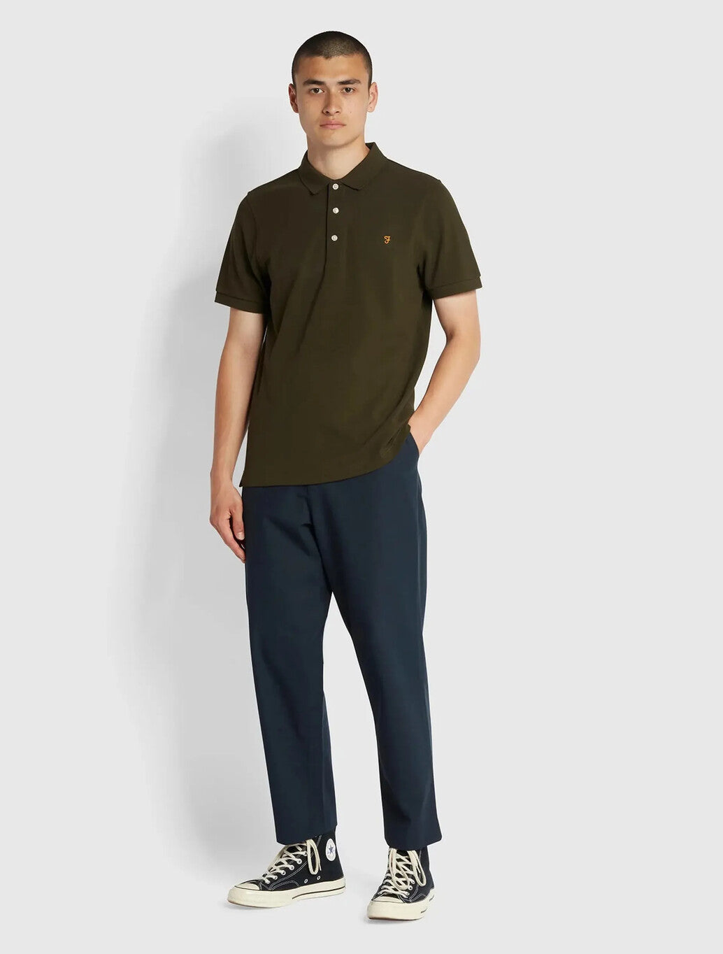 Farah Blanes Slim Fit Organic Cotton Polo Shirt in Evergreen