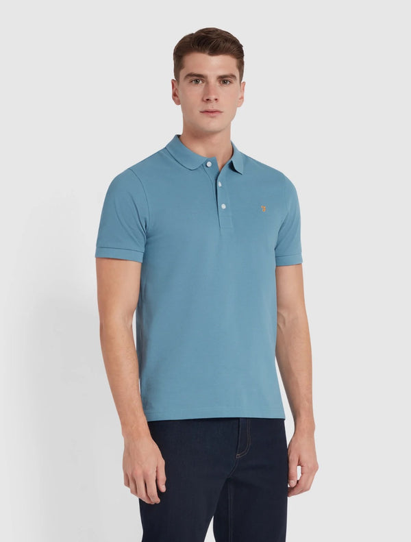 Farah - Blanes Slim Fit Organic Cotton Polo Shirt - Sky