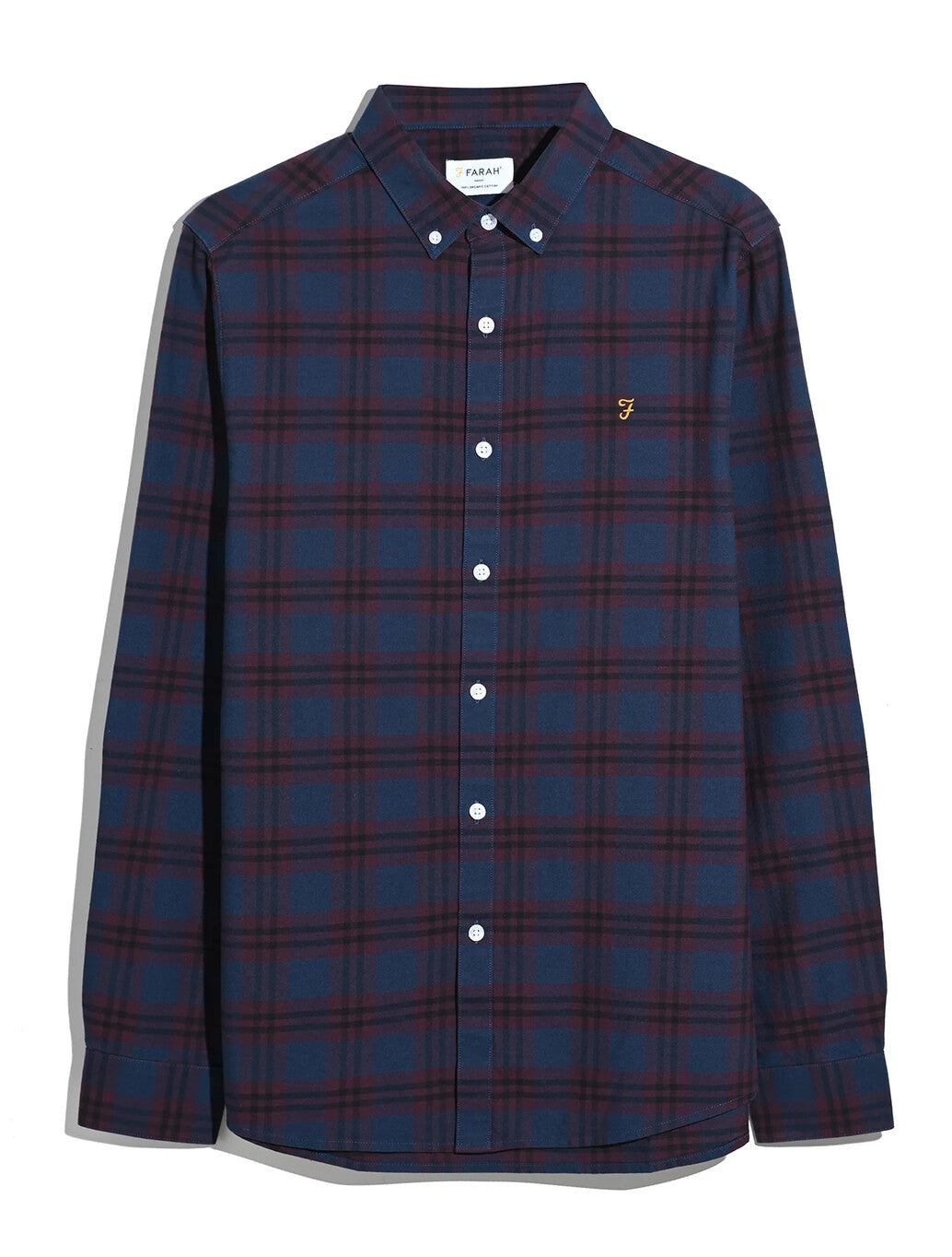 Farah Brewer Slim Fit Check Oxford Shirt in Bordeaux