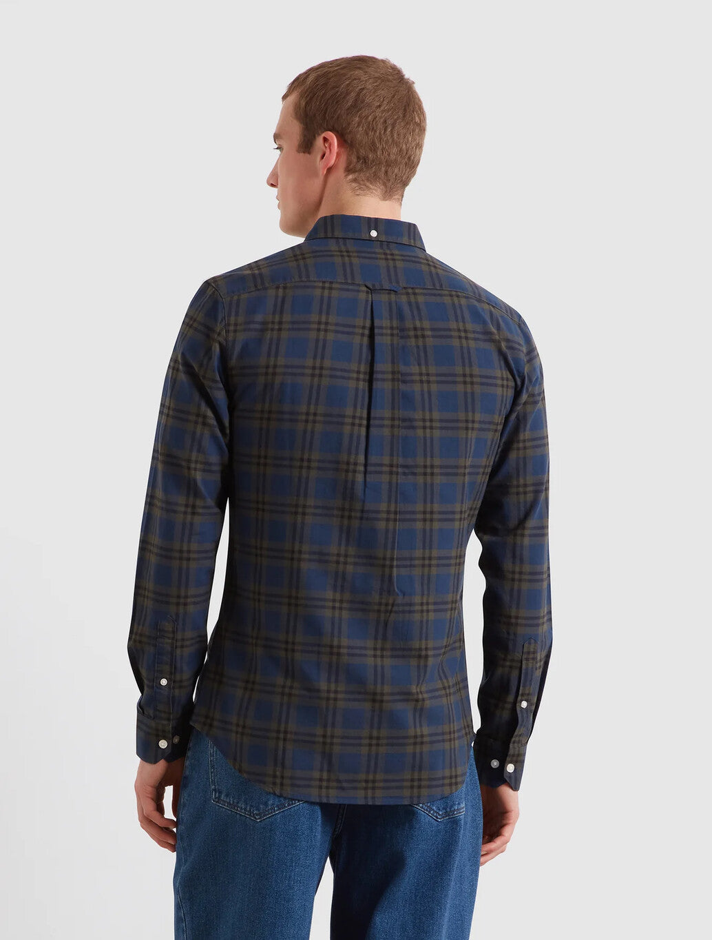 Farah Brewer Slim Fit Check Oxford Shirt in Evergreen