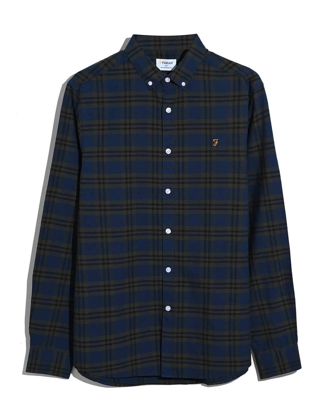 Farah Brewer Slim Fit Check Oxford Shirt in Evergreen
