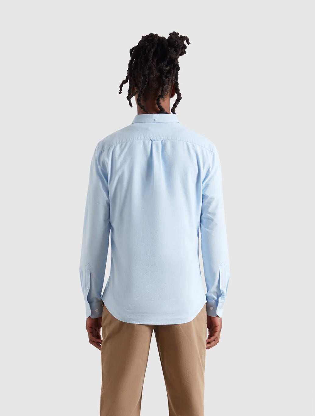 Farah  Brewer Slim Fit Organic Cotton Oxford Shirt in Light Blue