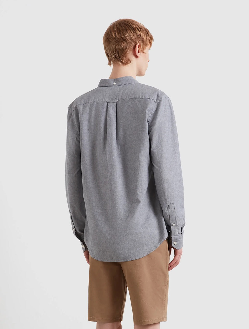 Farah Brewer Slim Fit Organic Cotton Oxford Shirt in Navy Fleck