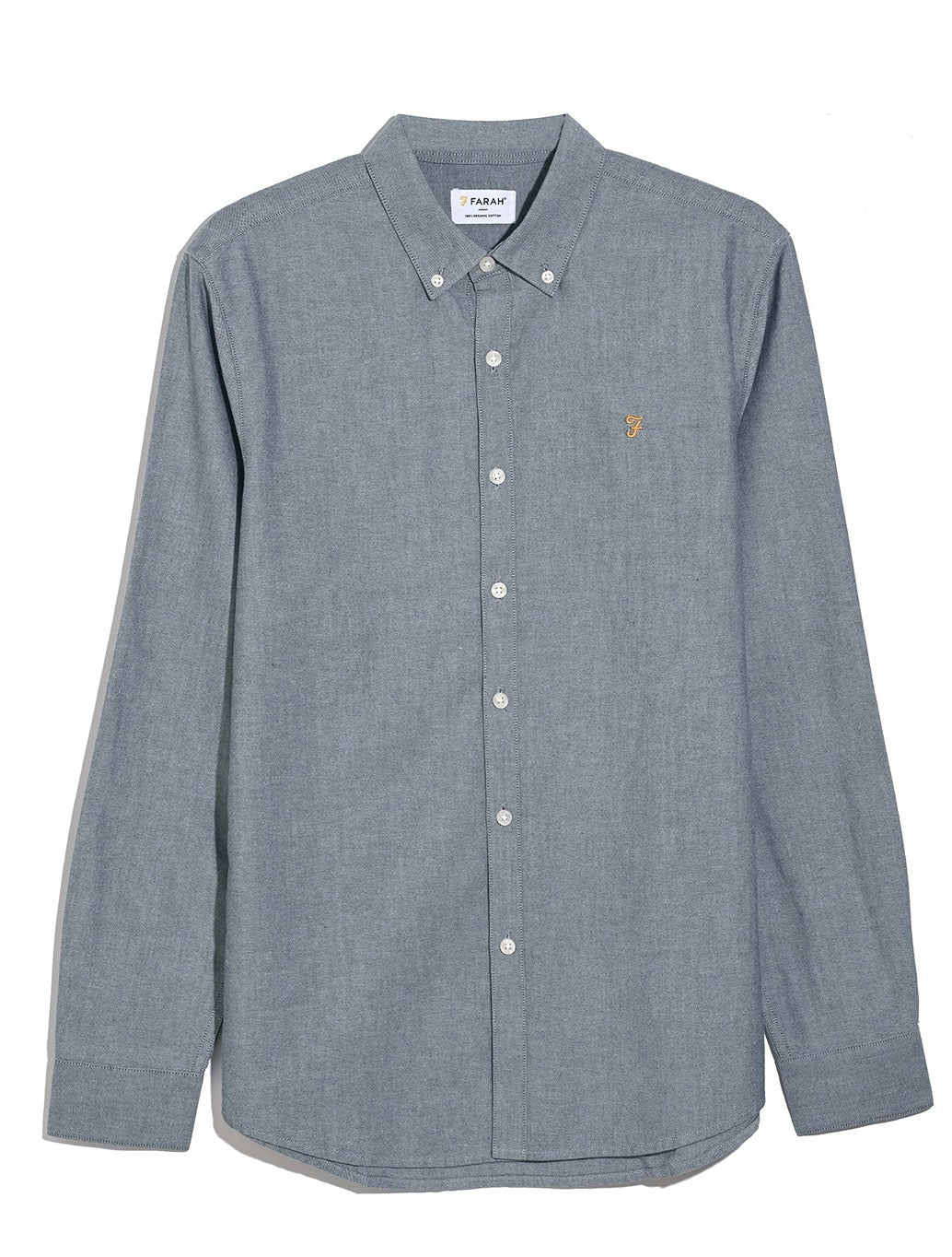 Farah Brewer Slim Fit Organic Cotton Oxford Shirt in Navy Fleck