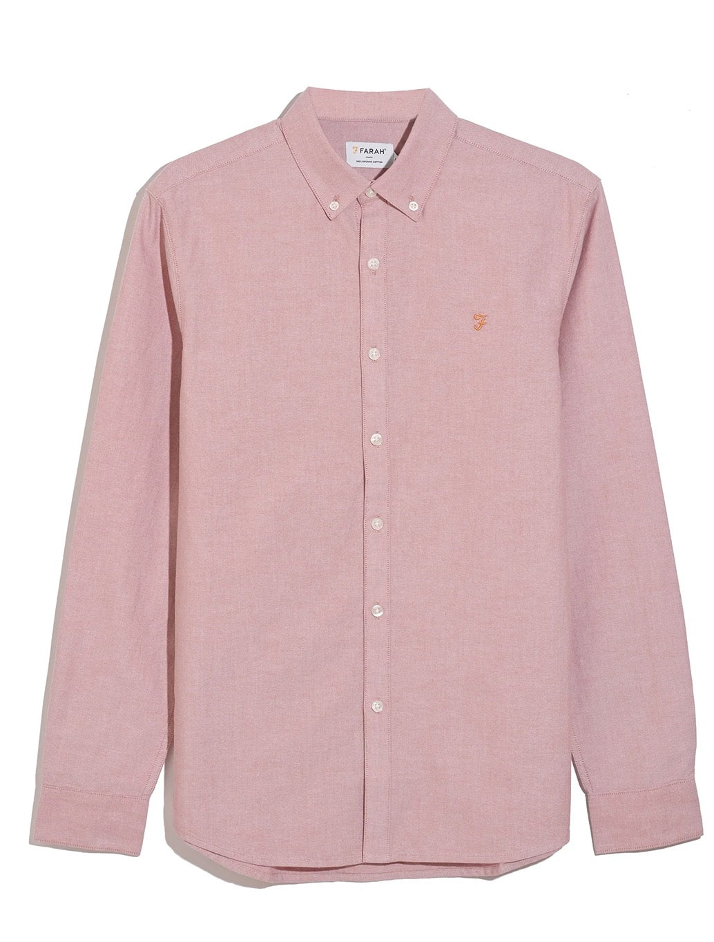 Farah  Brewer Slim Fit Organic Cotton Oxford Shirt in Peach