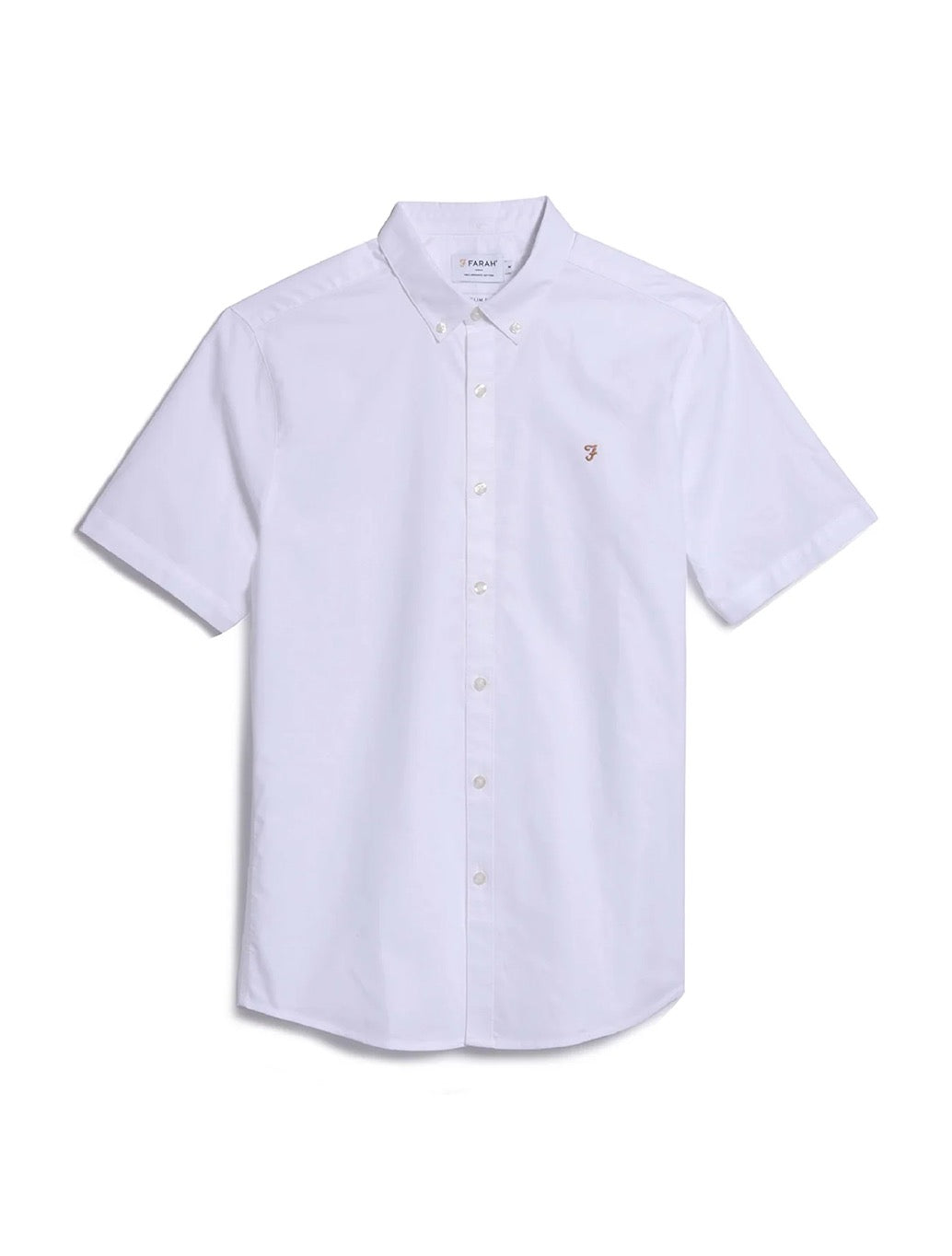Farah Brewer Short Sleeve Oxford Shirt in White