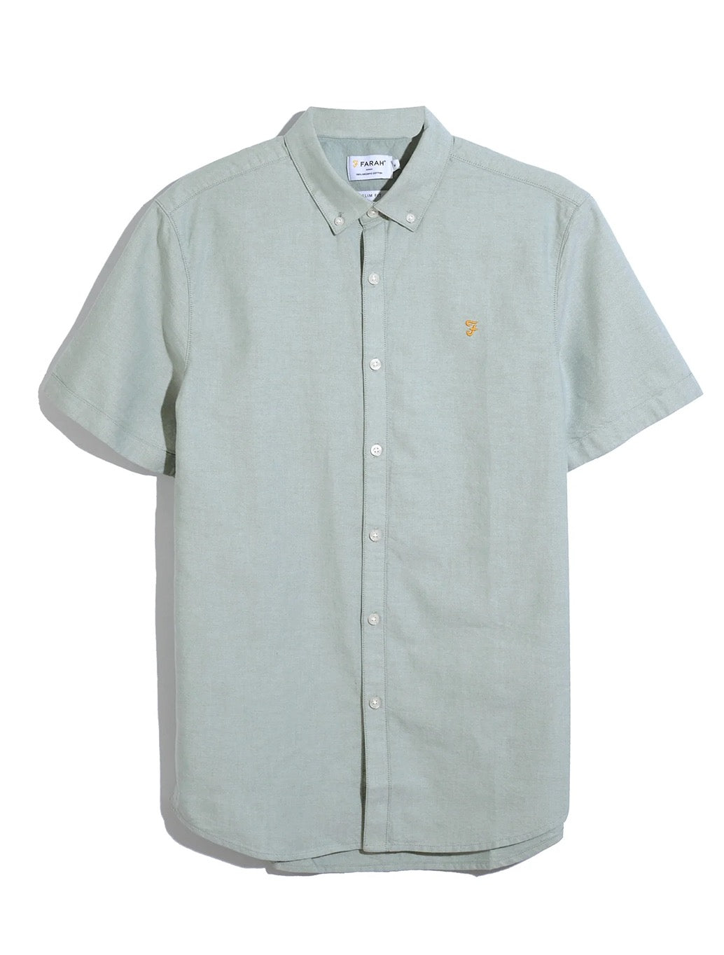 Farah Brewer Short Sleeve Oxford Shirt in Light Green