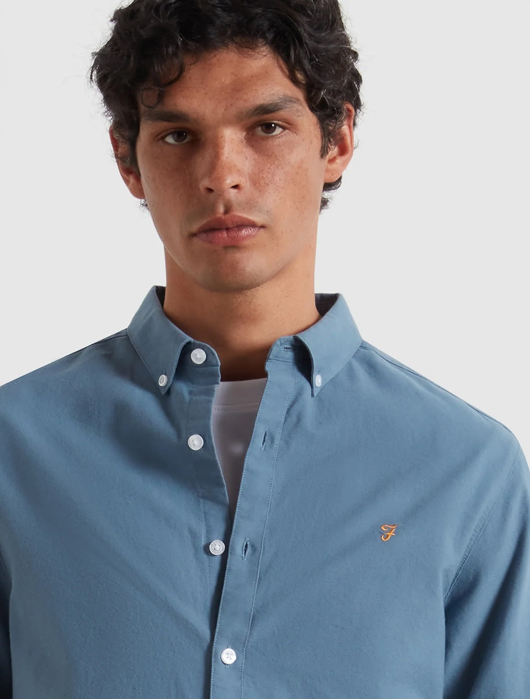 Farah - Brewer Slim Fit Organic Cotton Oxford Shirt - Blue