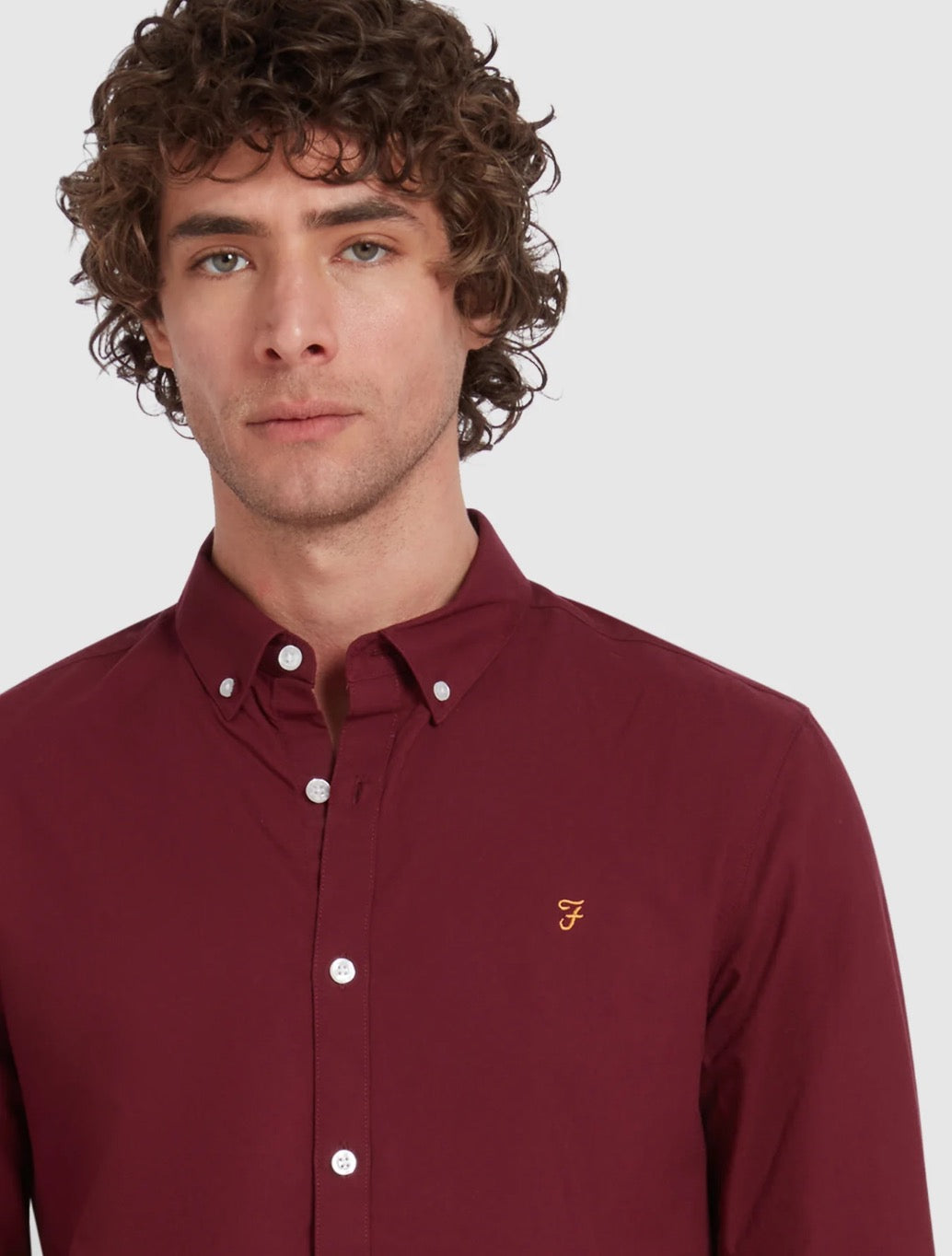 Farah - Brewer Slim Fit Organic Cotton Oxford Shirt - Burgundy