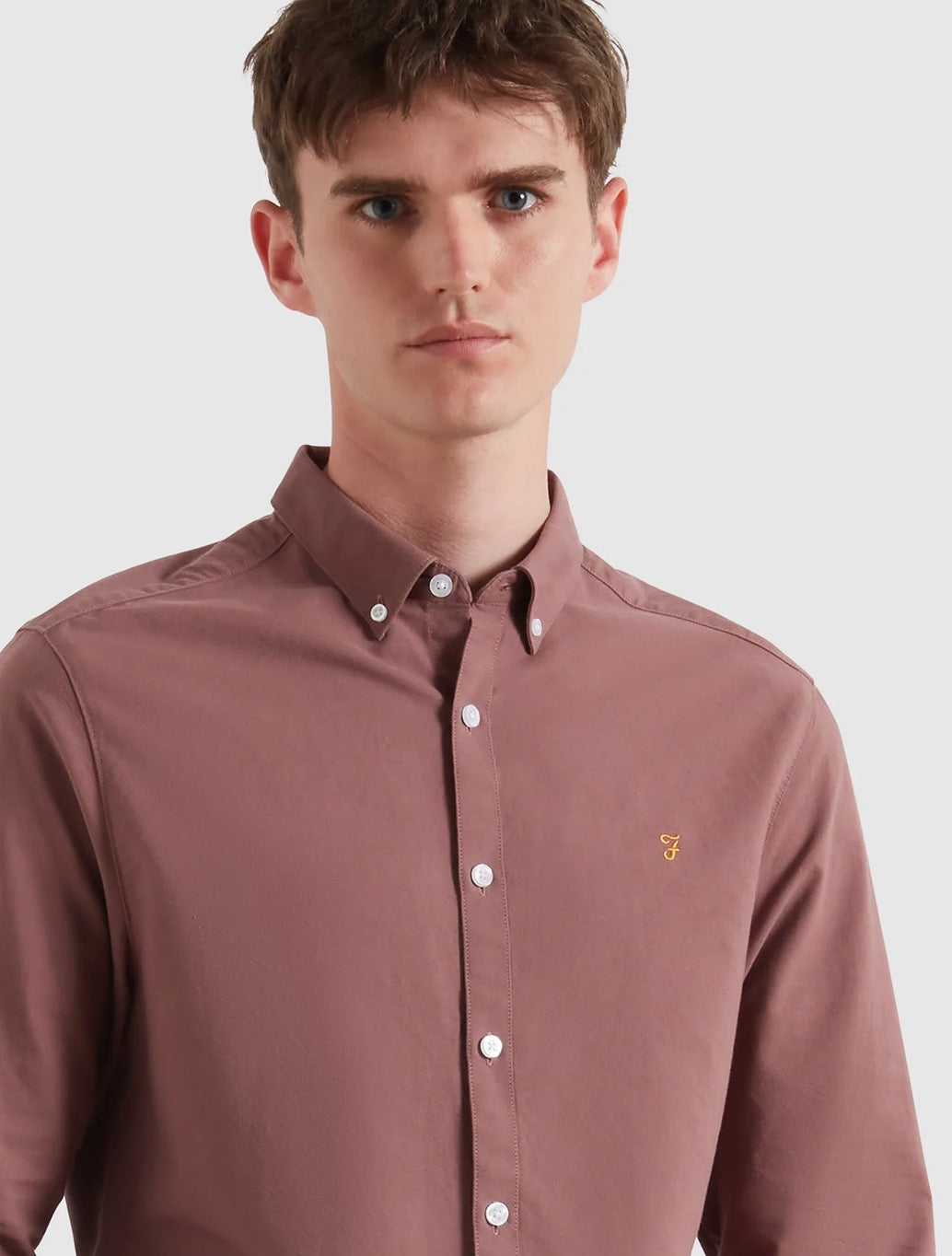 Farah - Brewer Slim Fit Organic Cotton Oxford Shirt - Dusty Pink
