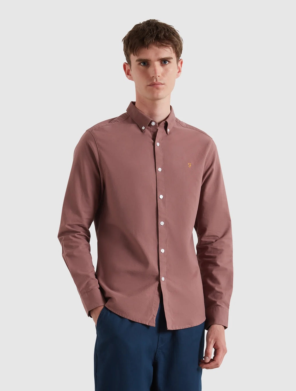 Farah - Brewer Slim Fit Organic Cotton Oxford Shirt - Dusty Pink