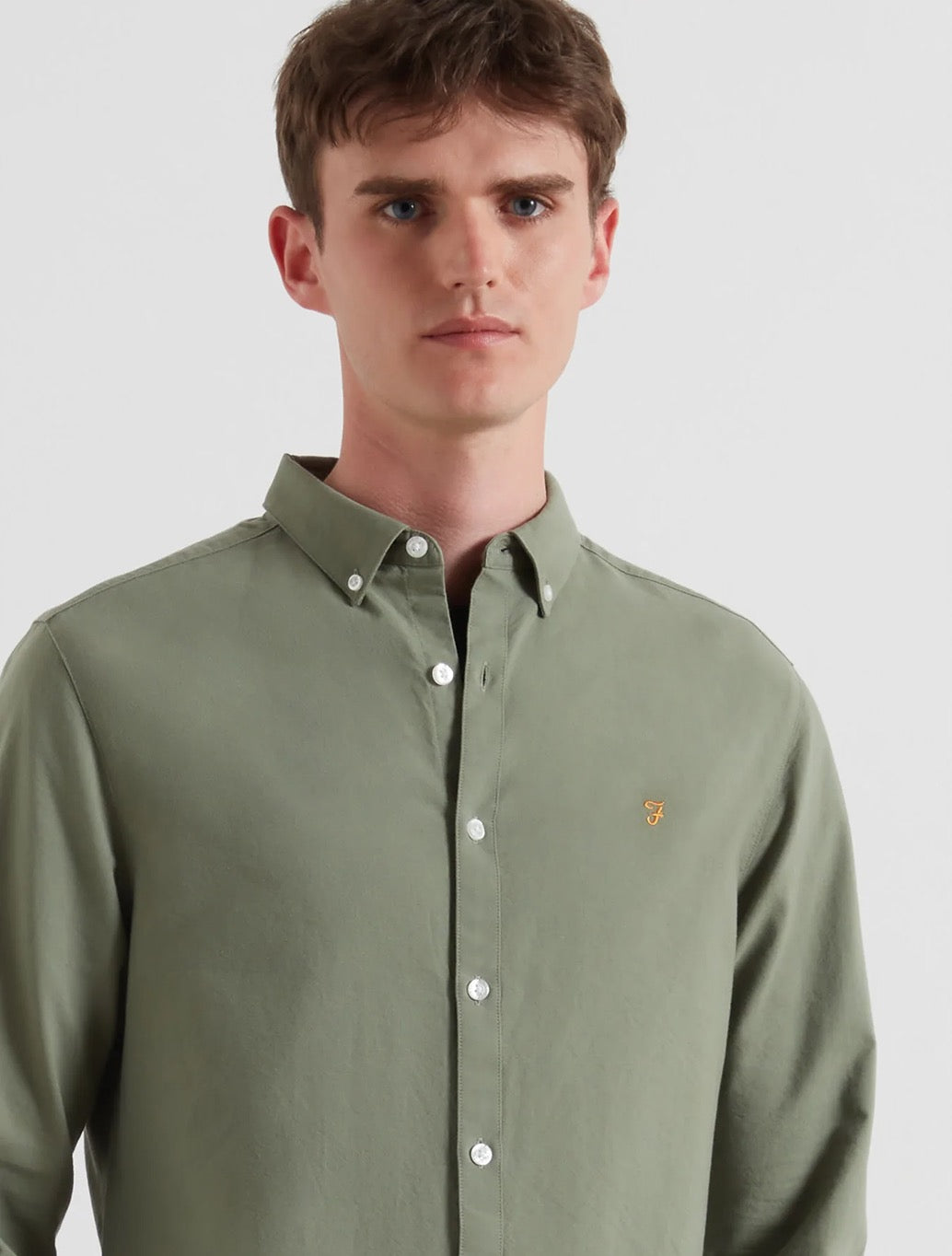 Farah - Brewer Slim Fit Organic Cotton Oxford Shirt - Light Green