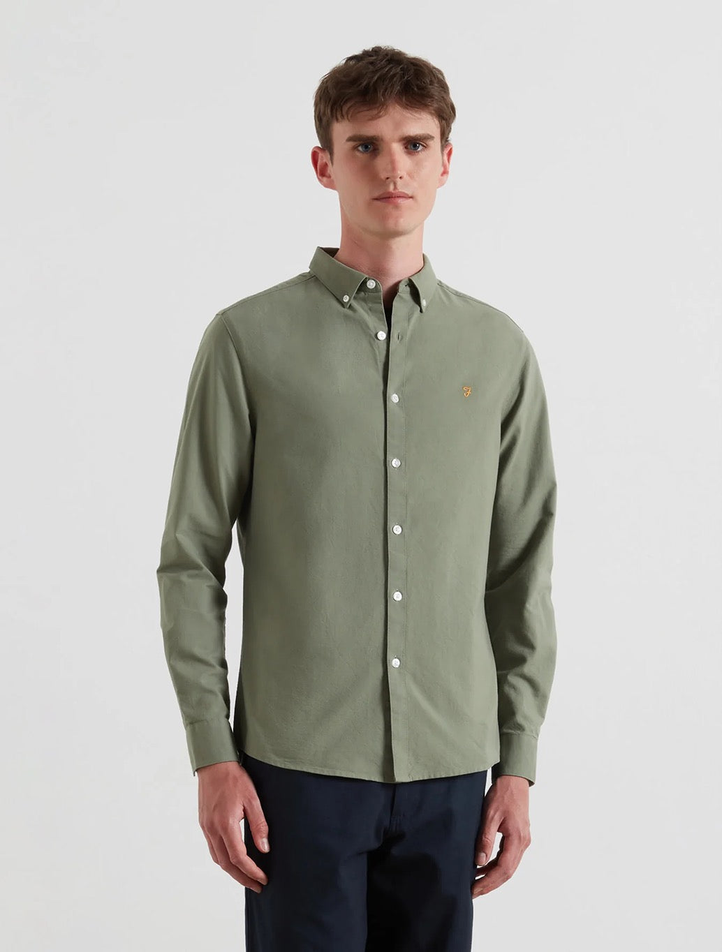 Farah - Brewer Slim Fit Organic Cotton Oxford Shirt - Light Green