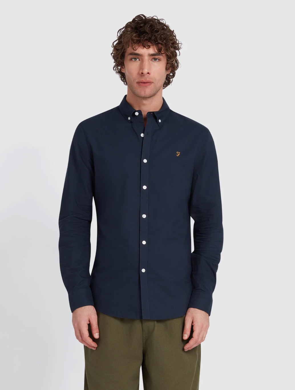 Farah - Brewer Slim Fit Organic Cotton Oxford Shirt - Navy