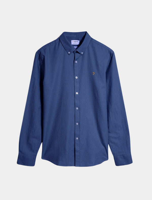 Farah - Brewer Slim Fit Organic Cotton Oxford Shirt - Dark Blue