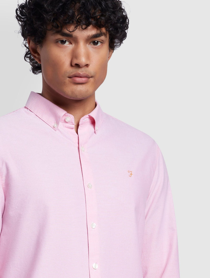 Farah - Brewer Slim Fit Organic Cotton Oxford Shirt - Pink