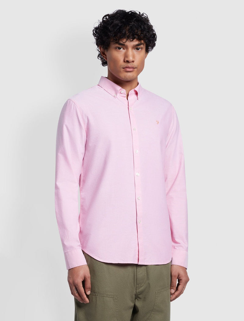 Farah - Brewer Slim Fit Organic Cotton Oxford Shirt - Pink