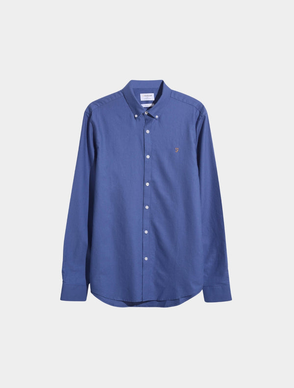 Farah - Brewer Slim Fit Organic Cotton Oxford Shirt - Storm Blue