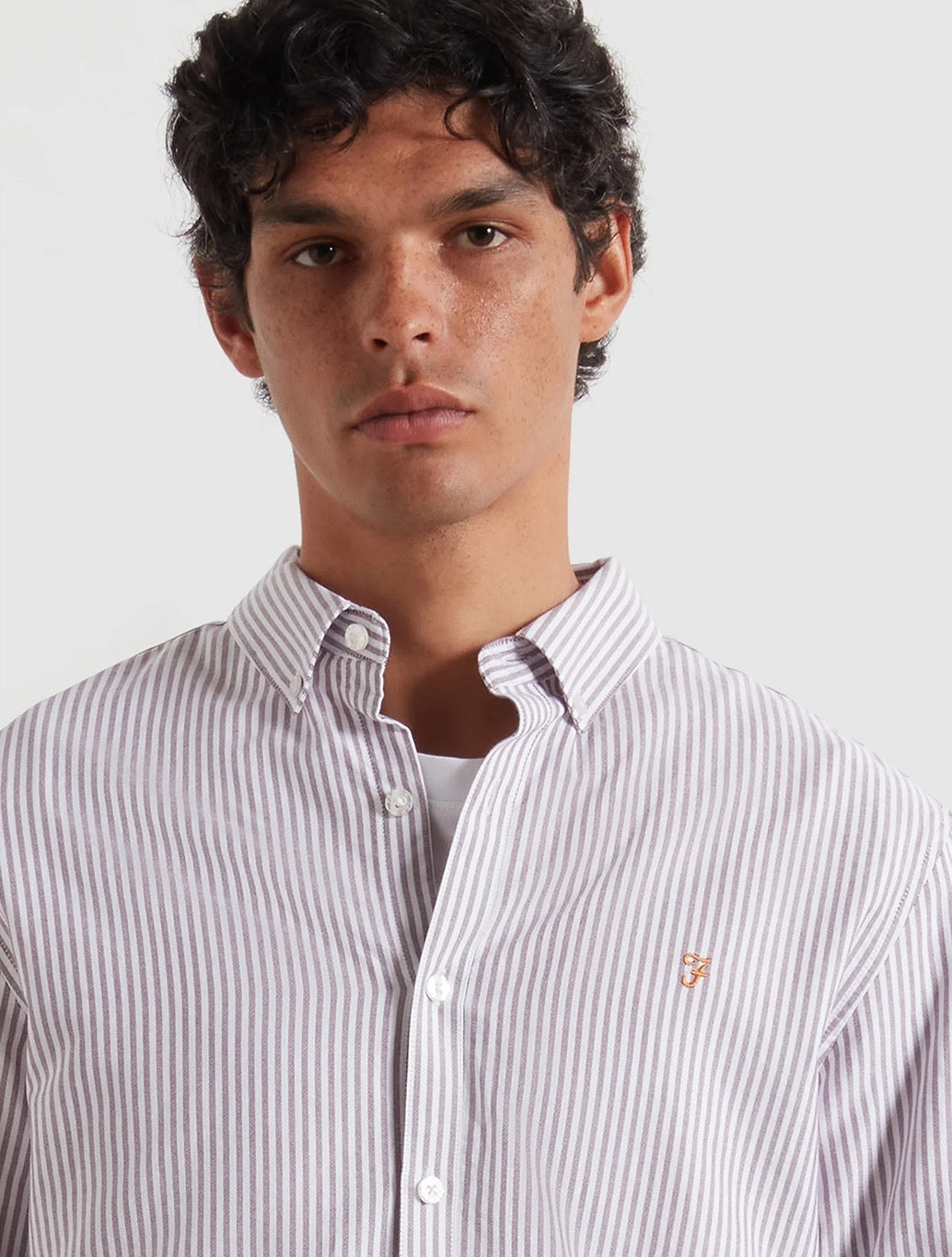 Farah - Brewer Slim Fit Striped Organic Cotton Oxford Shirt - Burgundy Stripe