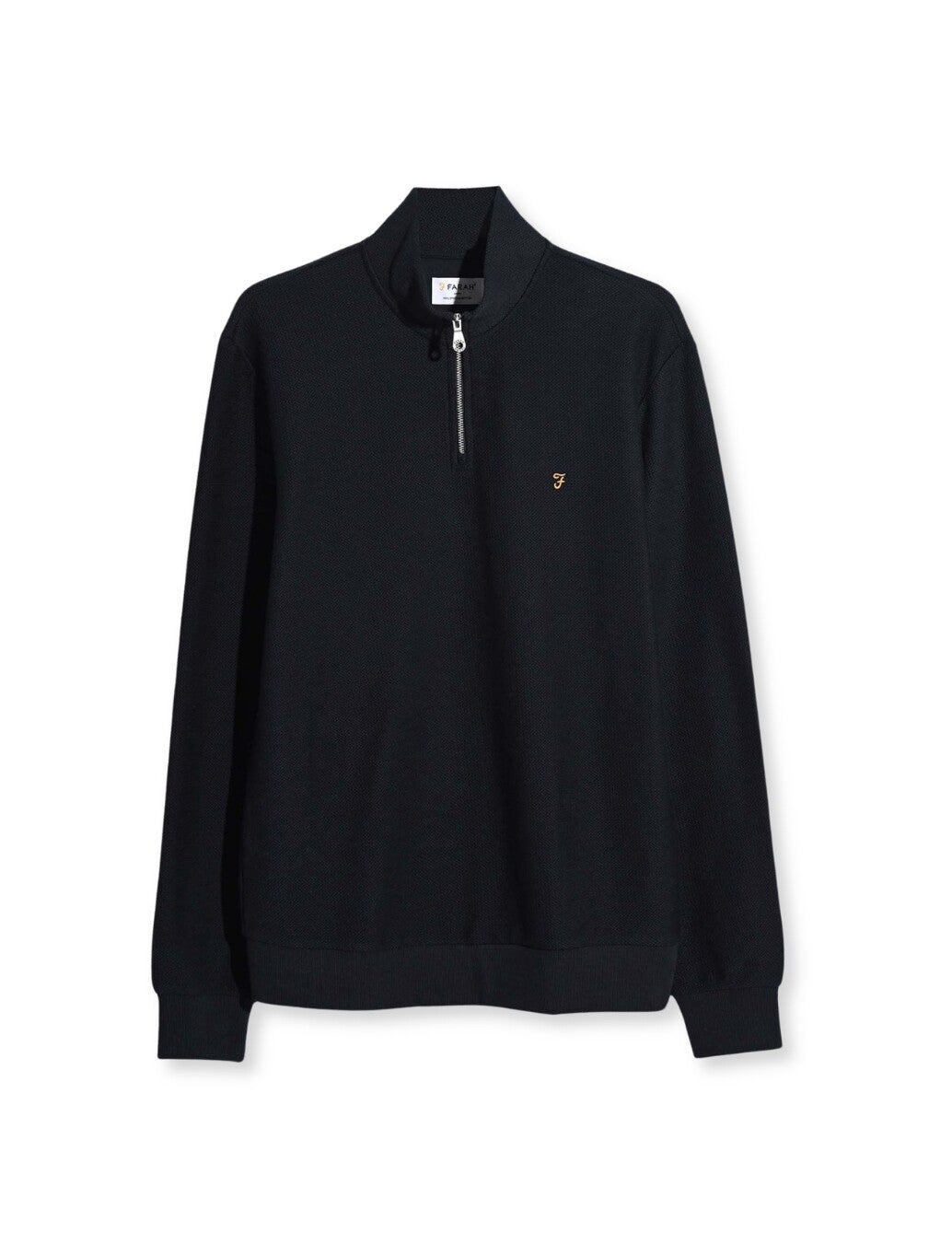 Farah Conrad Textured Quarter Zip Sweatshirt in True Navy