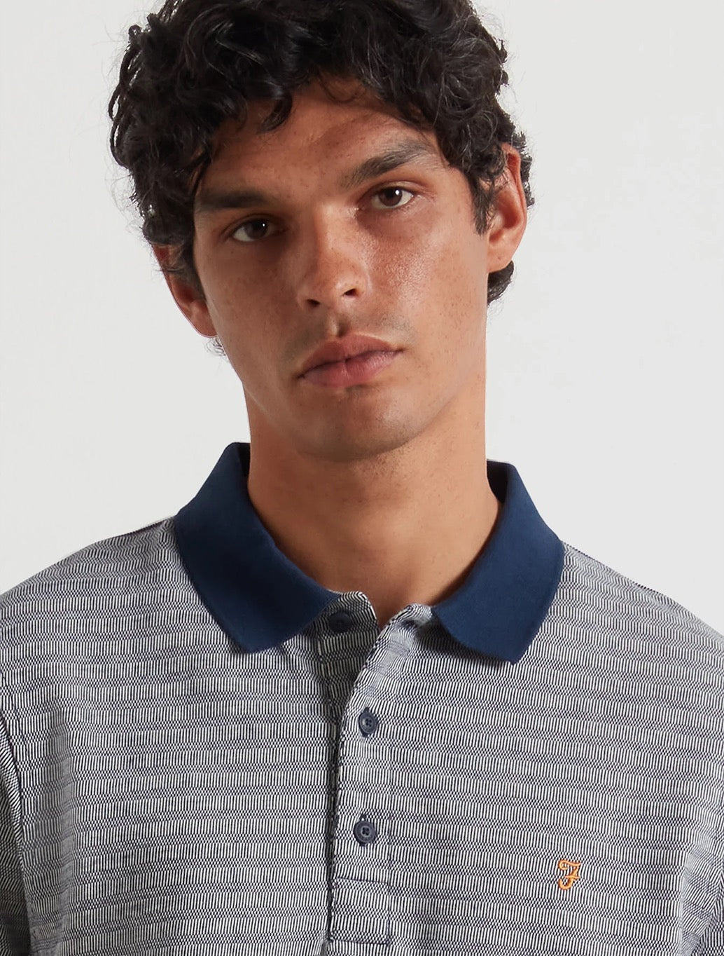 Farah - Cotham Jacquard Polo Shirt - Navy