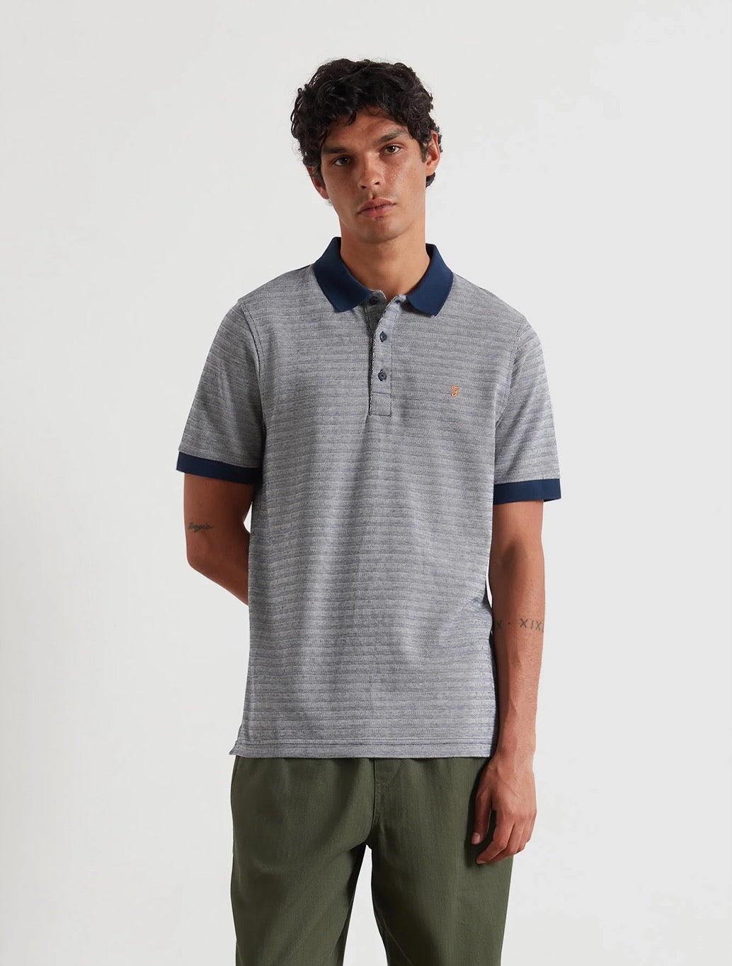 Farah - Cotham Jacquard Polo Shirt - Navy