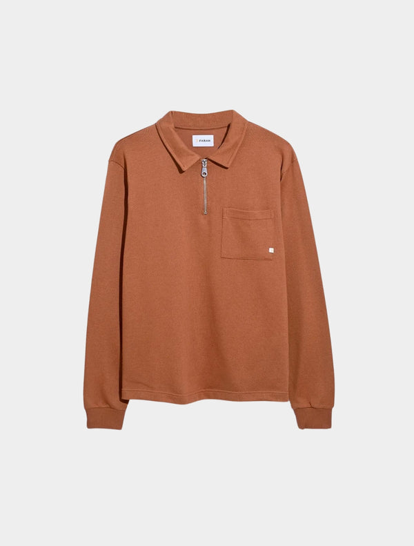 Farah - Creston Zip Sweatshirt - Burnt Orange