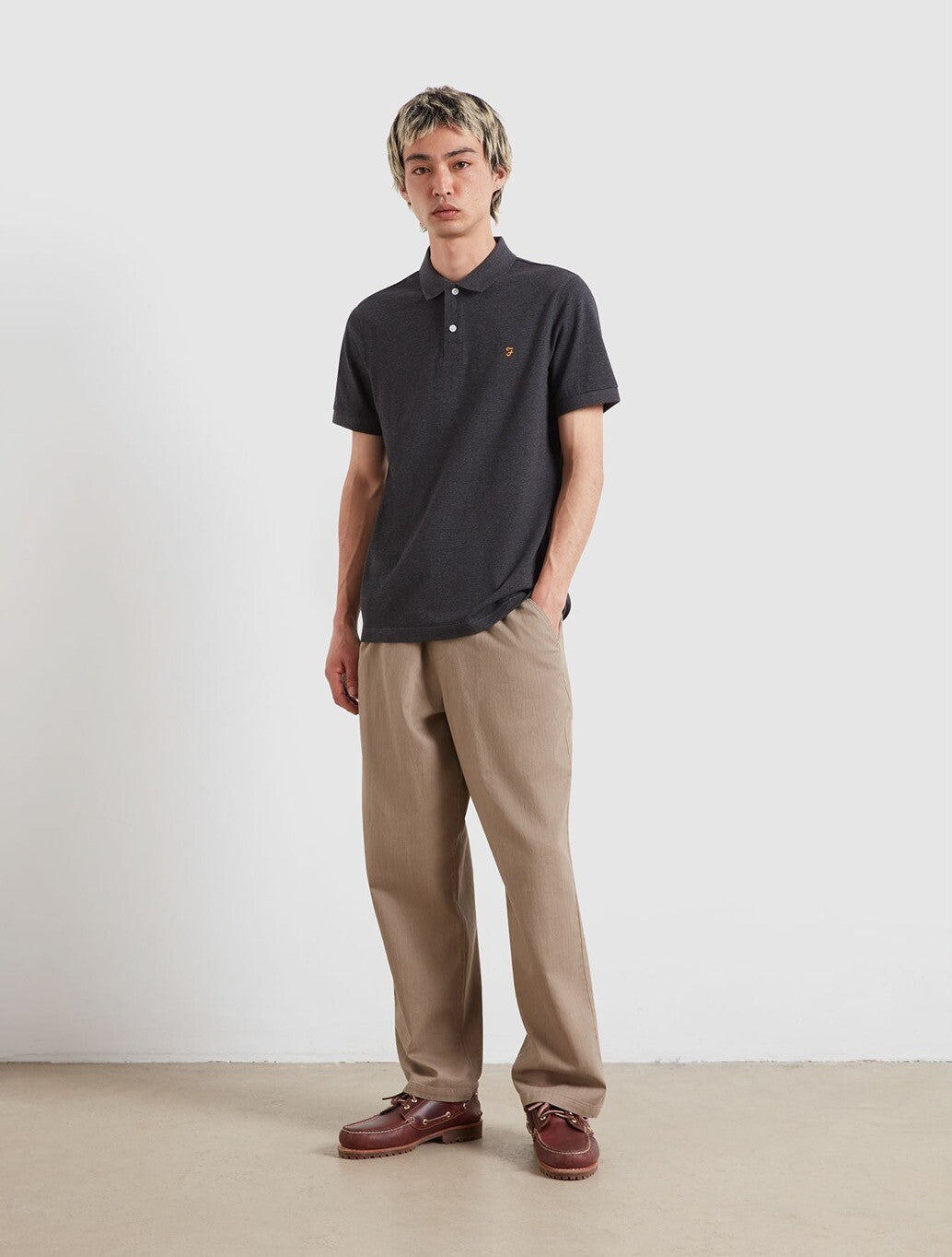 Farah Cunningham Polo Shirt in Charcoal