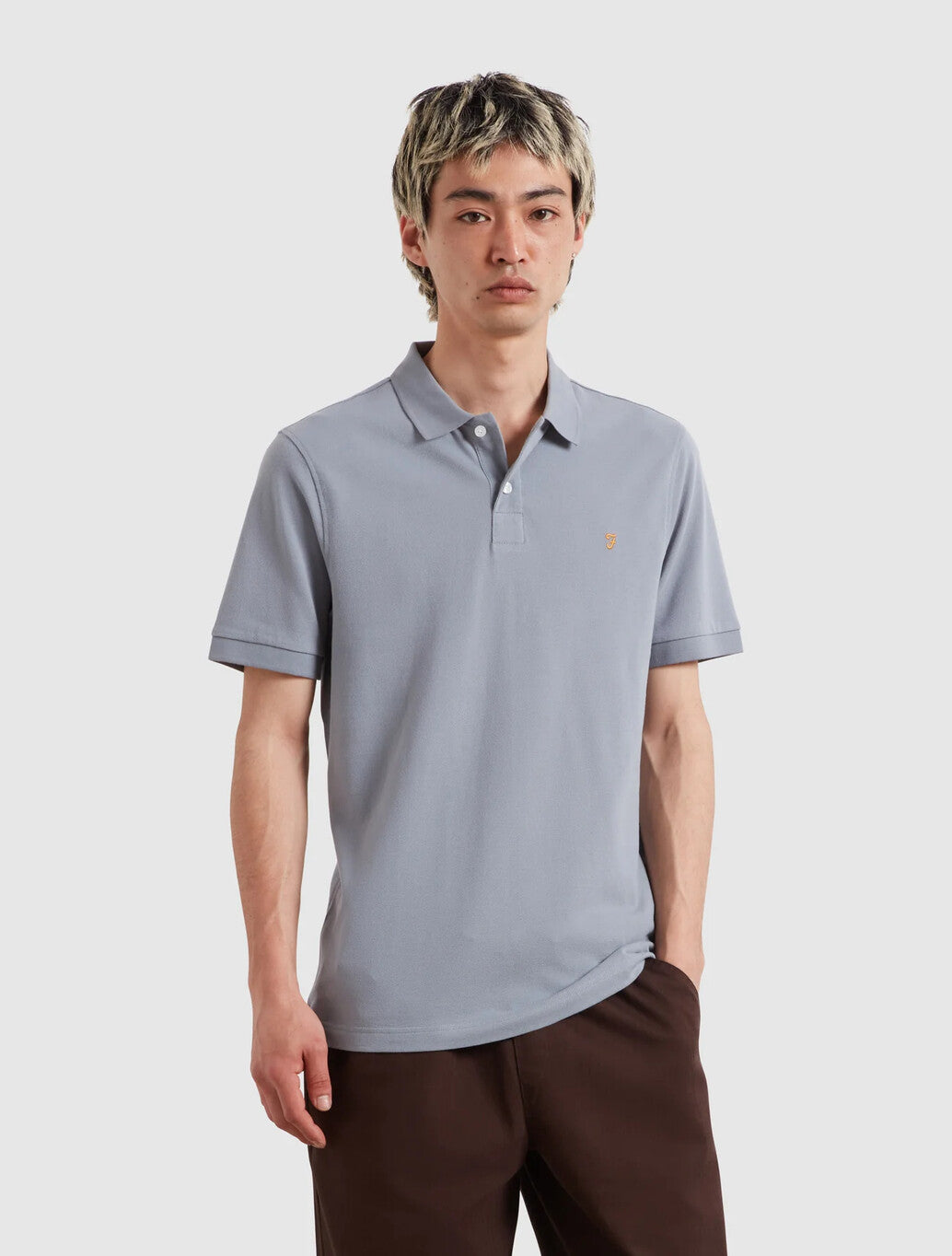 Farah Cunningham Polo Shirt in Pale Blue