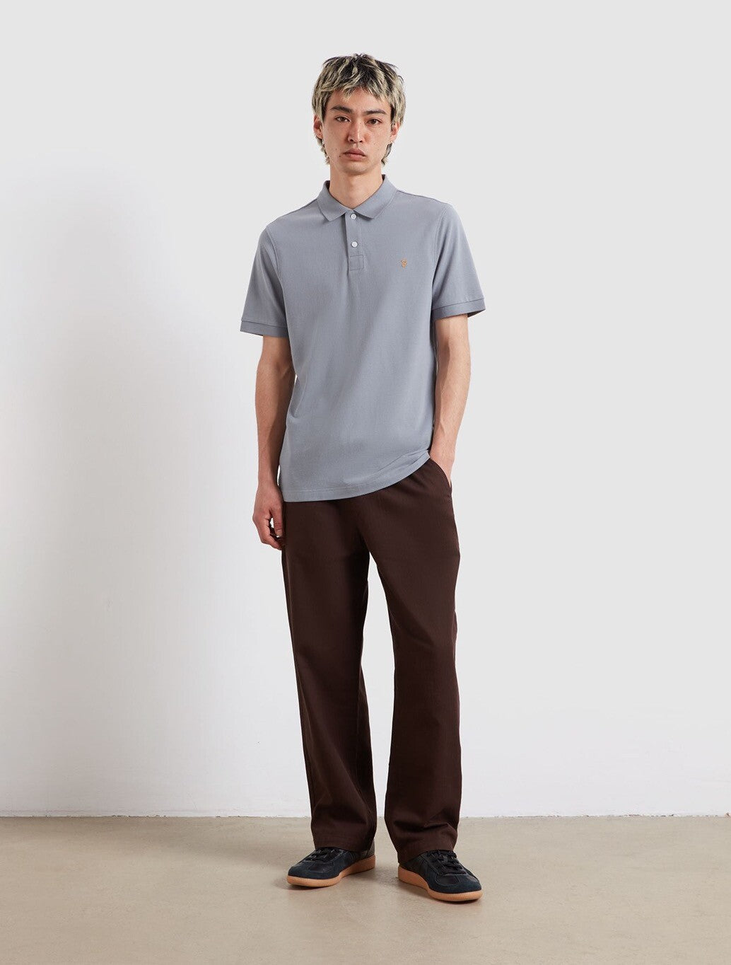 Farah Cunningham Polo Shirt in Pale Blue