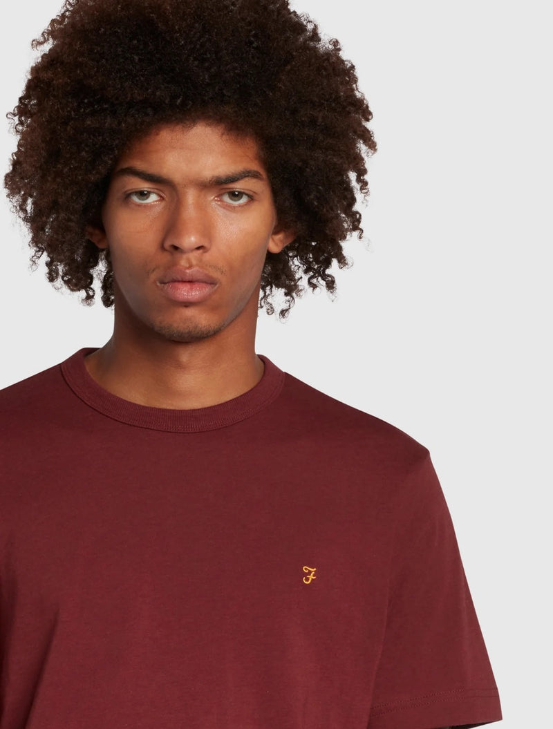 Farah - Danny Regular Fit Organic Cotton T-Shirt - Burgundy