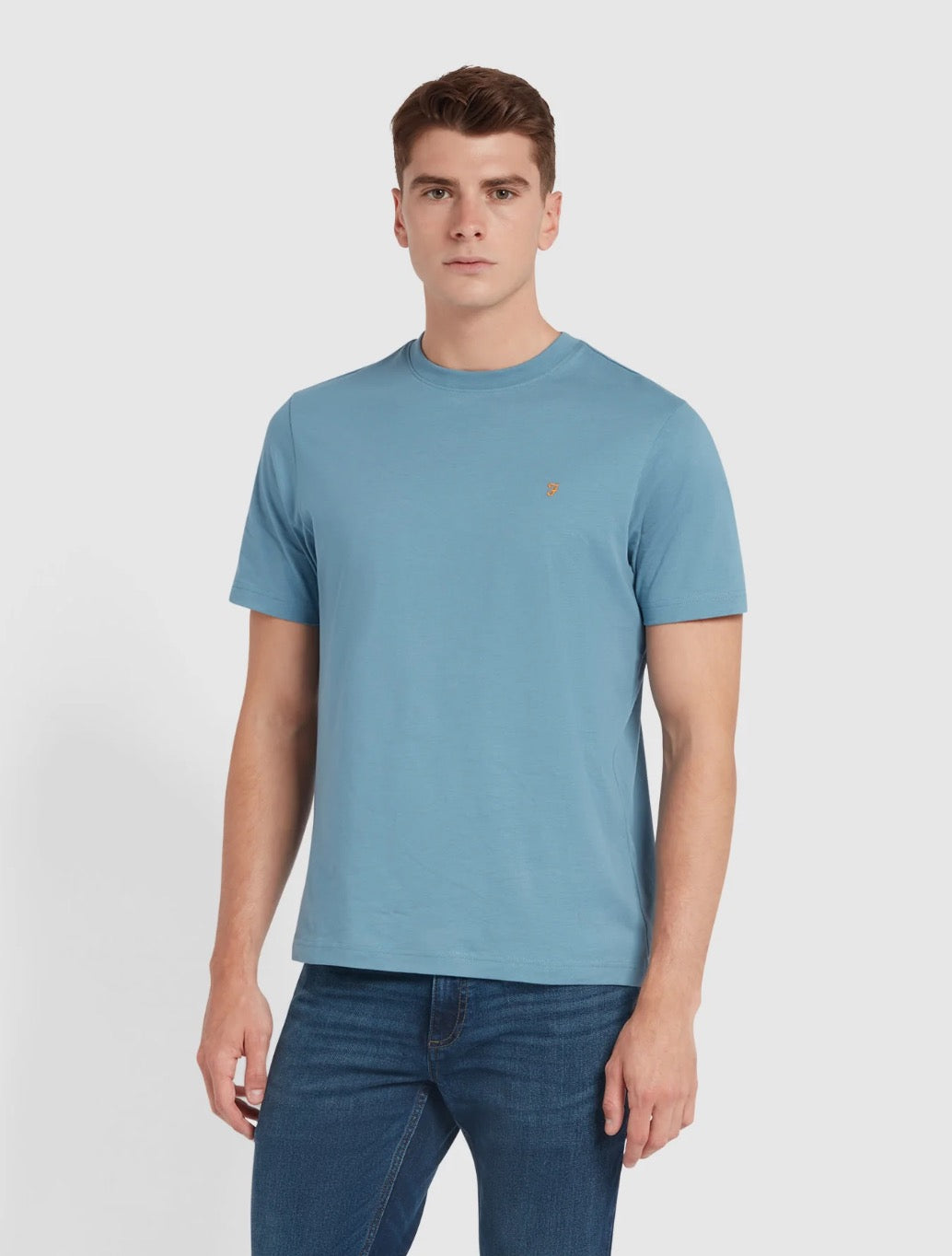 Farah - Danny Regular Fit Organic Cotton T-Shirt - Sky