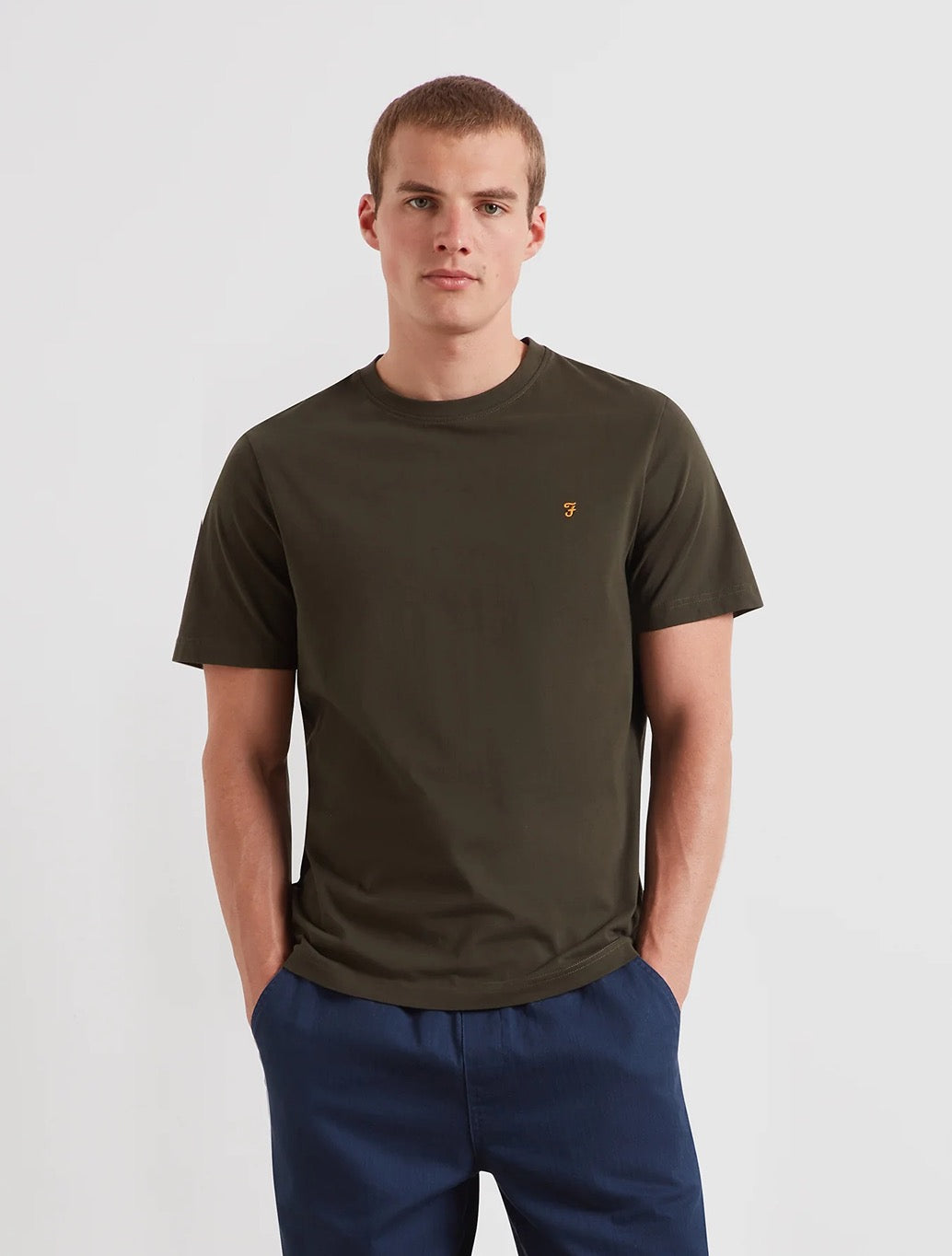 Farah Danny Regular Fit Organic Cotton T-Shirt in Dark Green