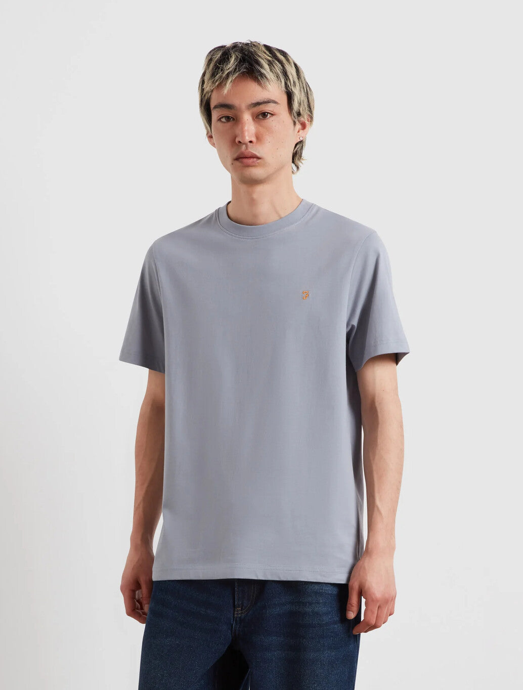 Farah Danny Regular Fit Organic Cotton T-Shirt in Pale Blue