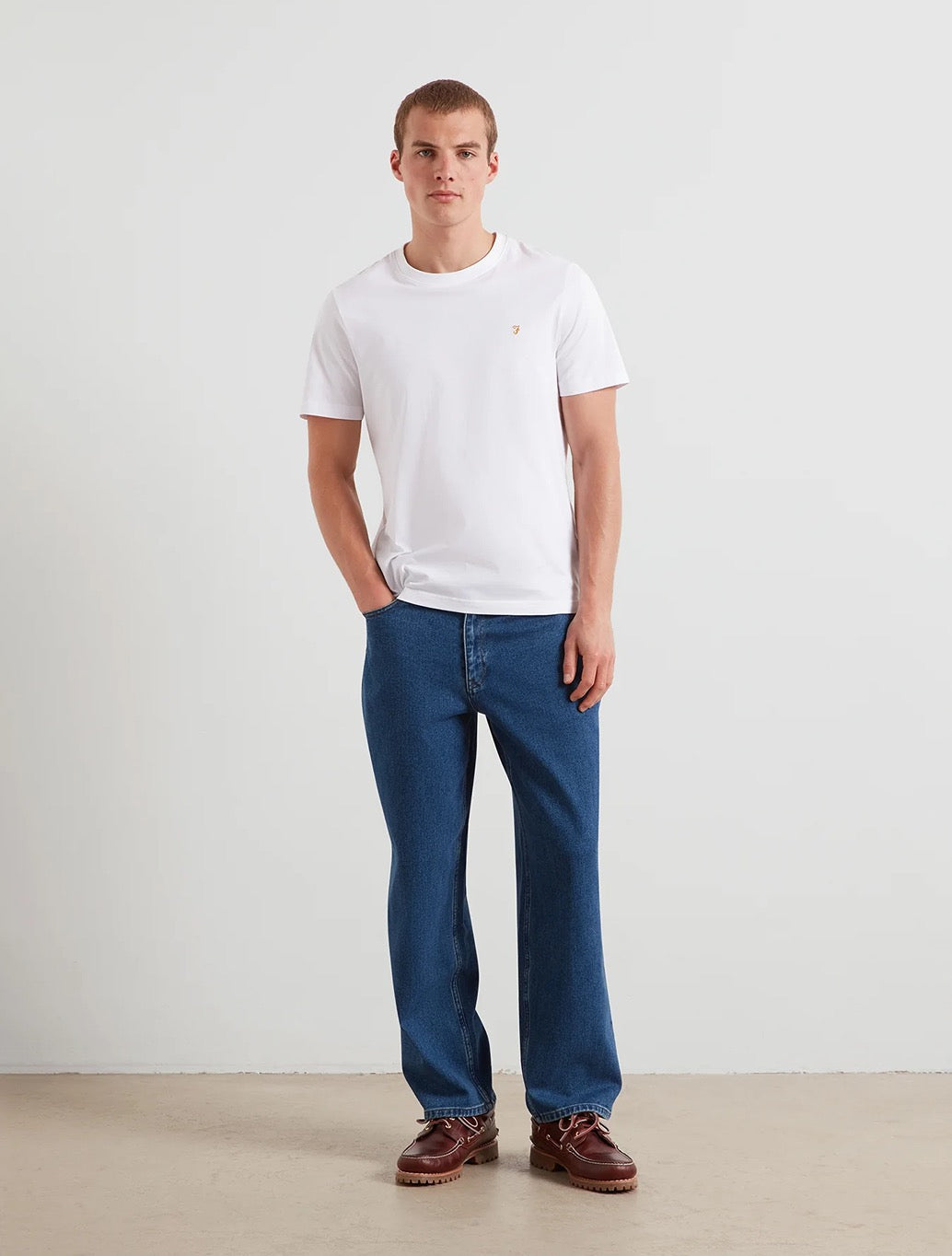 Farah Danny Regular Fit Organic Cotton T-Shirt in White
