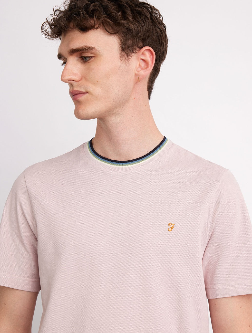 Farah - Elton Tipped Pique T-Shirt - Light Blush