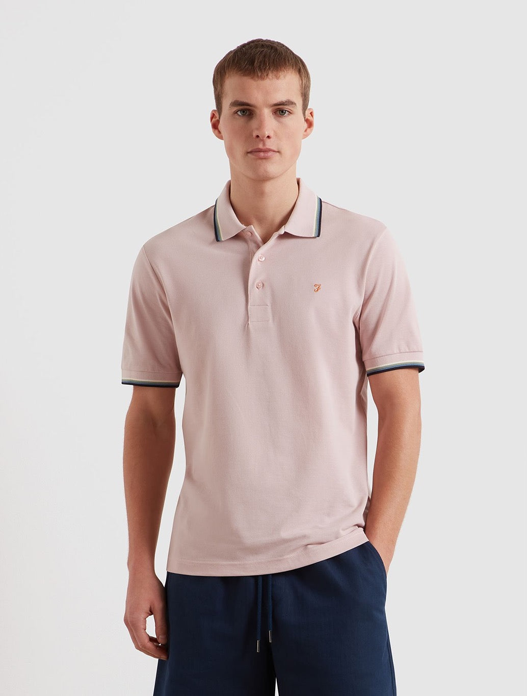 Farah - Elton Tipped Polo Shirt - Light Blush