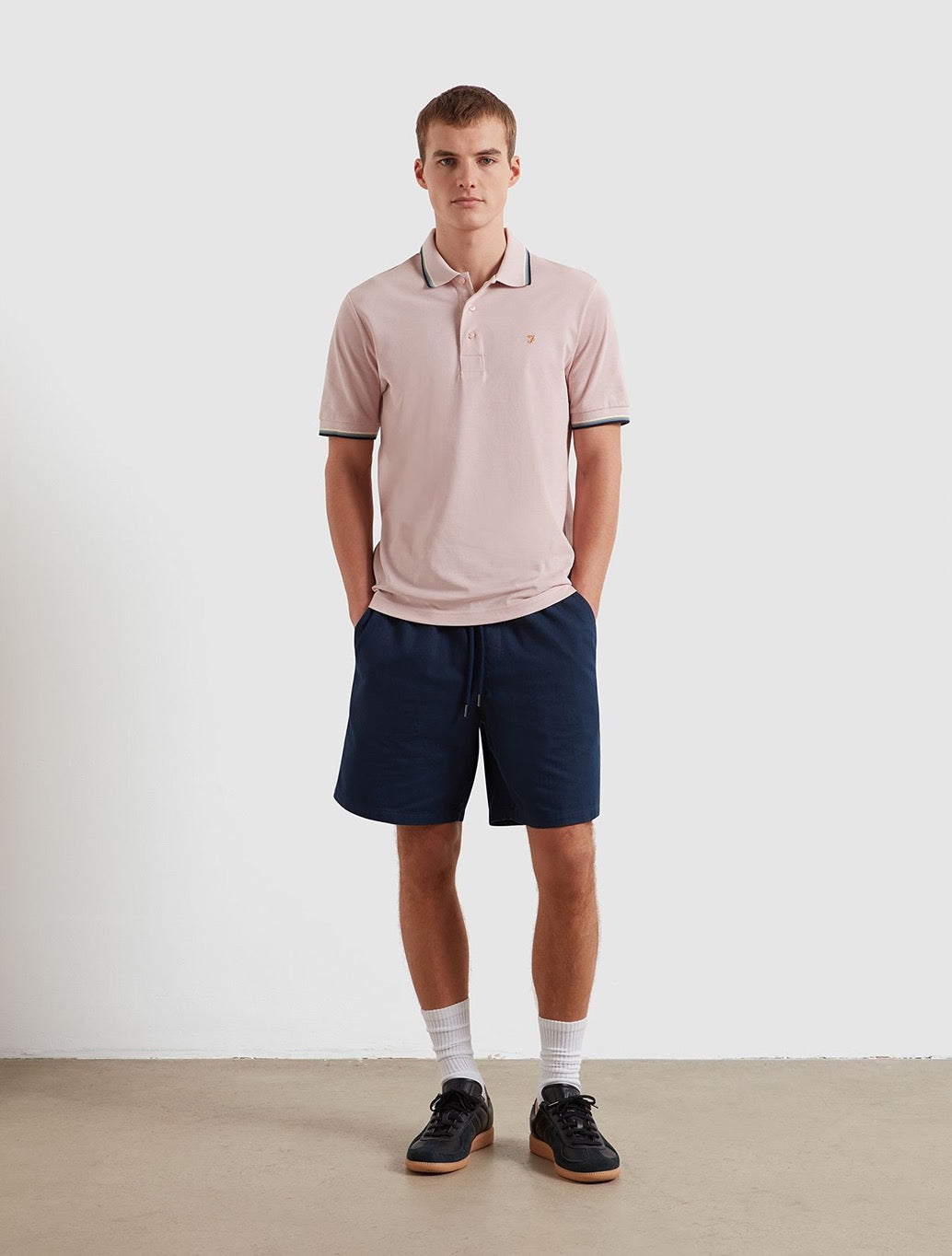 Farah Elton Tipped Polo Shirt - Light Blush