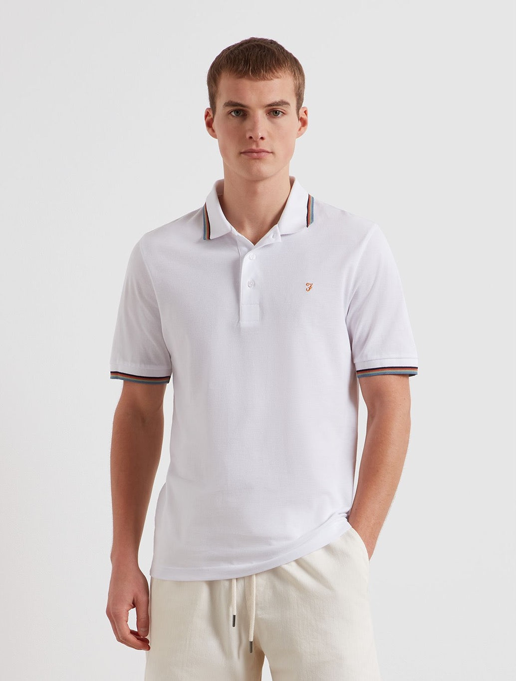 Farah - Elton Tipped Polo Shirt - White