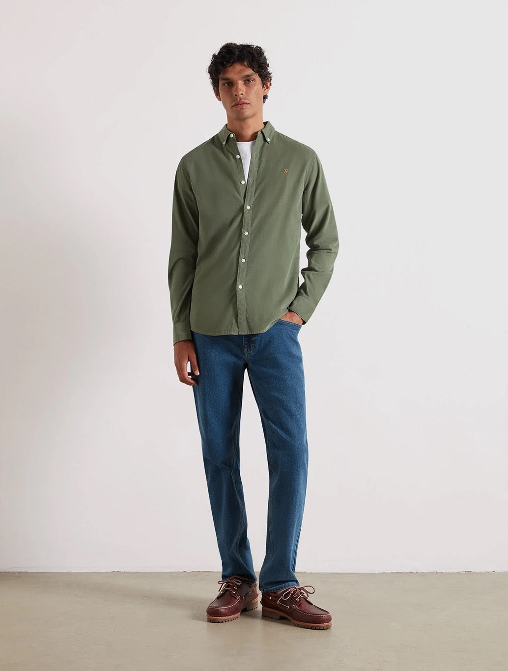 Farah - Fontella Slim Fit Corduroy Shirt - Light Green