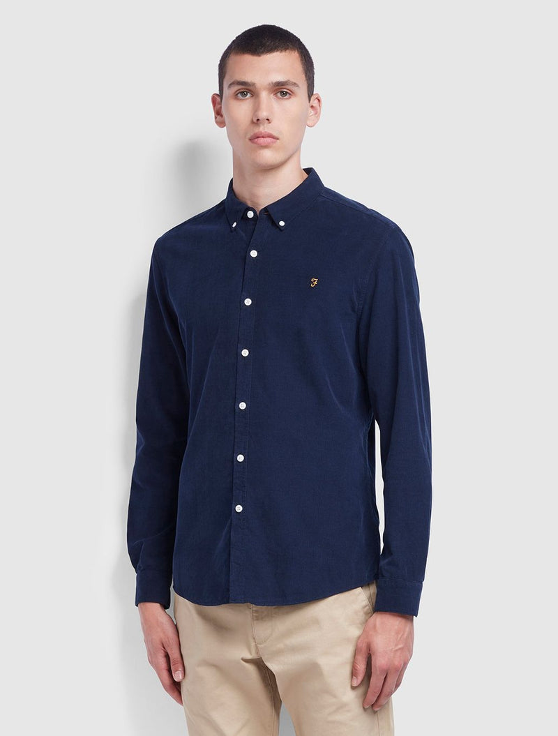 Farah - Fontella Slim Fit Corduroy Shirt - Navy