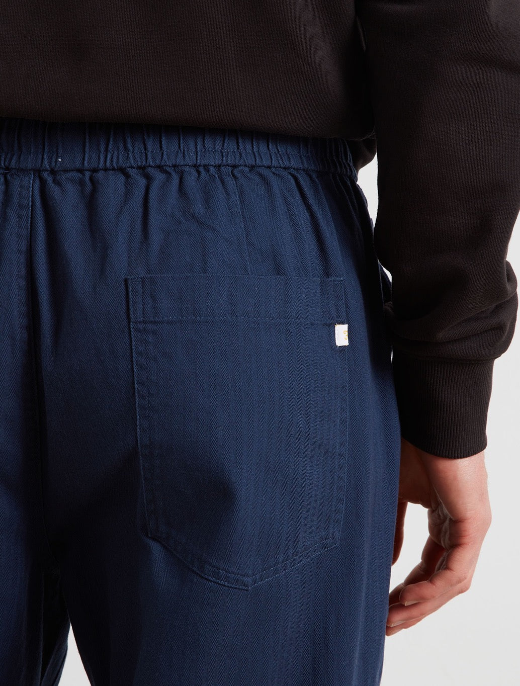 Farah Greenport Loose Fit Herringbone Trousers in Navy