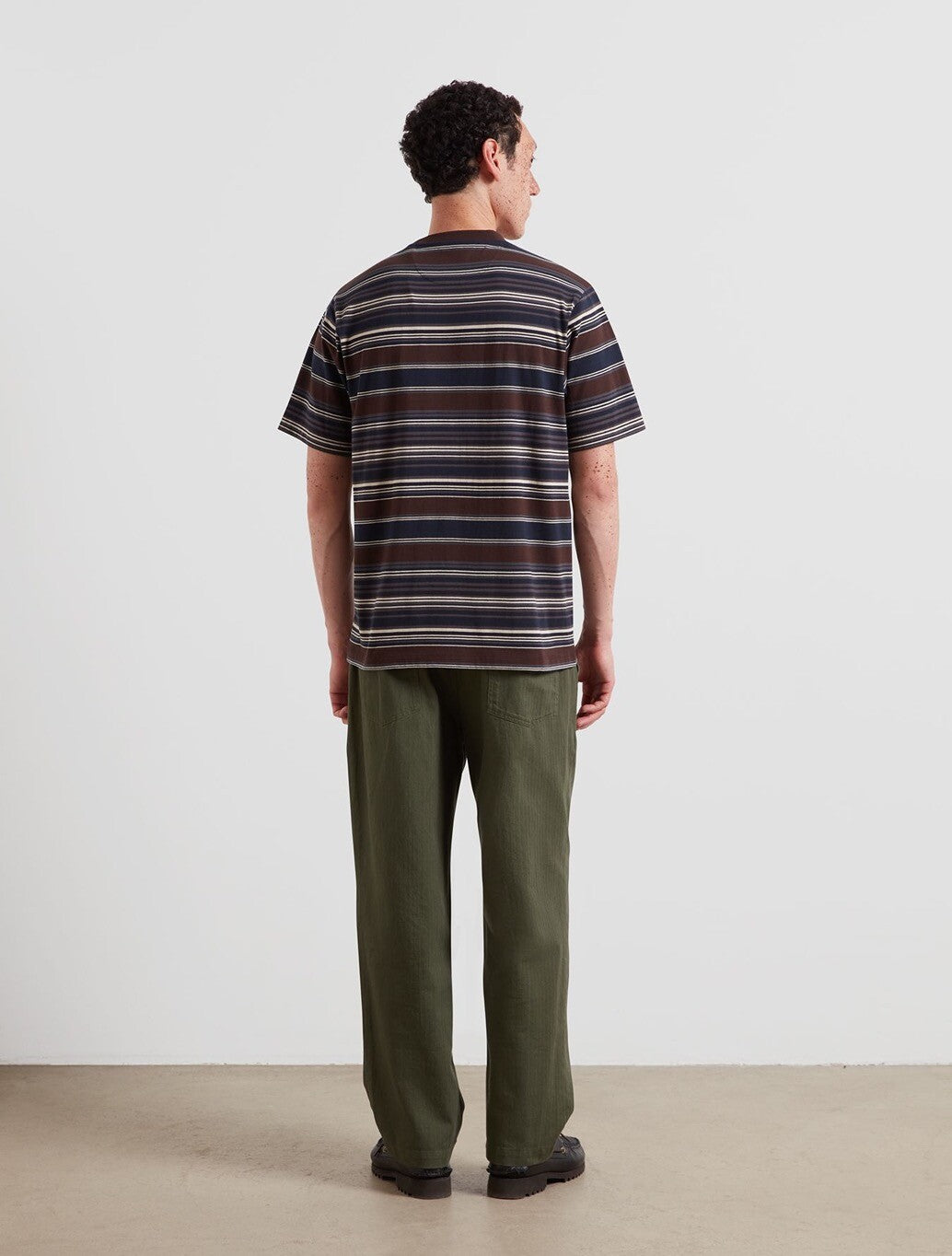 Farah Griffin Stripe T-Shirt in Dark Brown